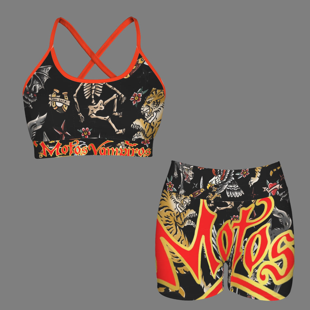 Strappy Back Sports Bra & High Waist Shorts Sports Set