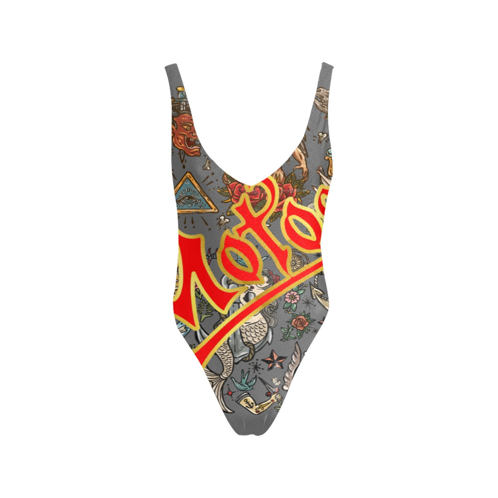 All-Over Print Women's Sexy Backless One-Piece Swimsuit