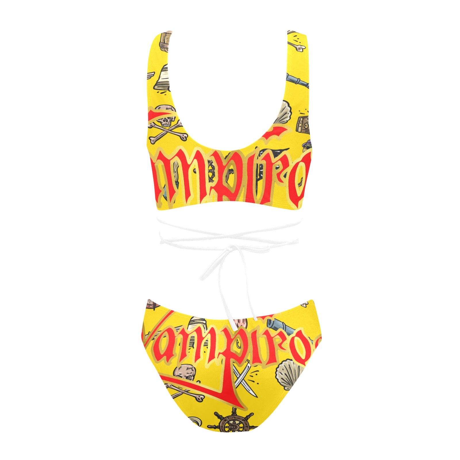 All-Over Print Women Cross String Bikini Set