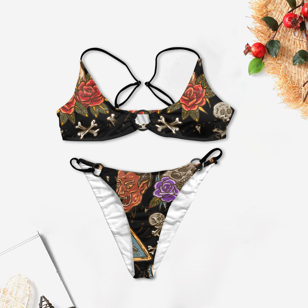 Women's Ring Buckle Low Waist Bikini Set