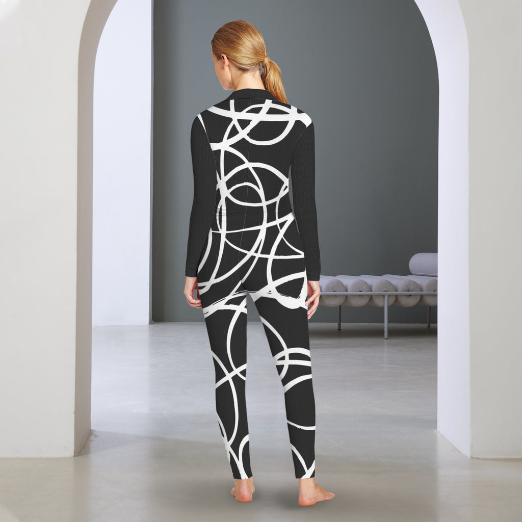 All-Over Print Women's Long Sleeve Skinny Fit Jumpsuit