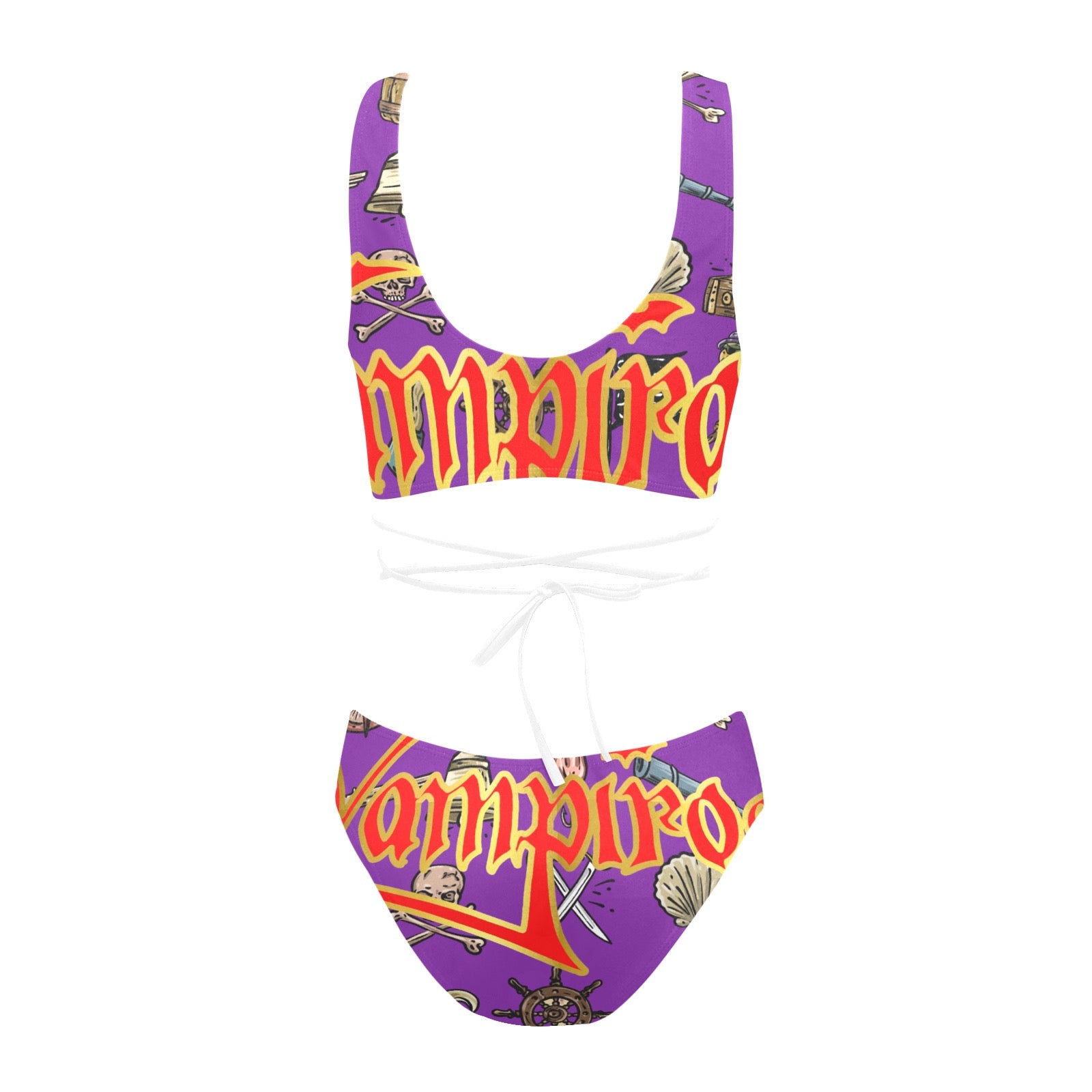 All-Over Print Women Cross String Bikini Set